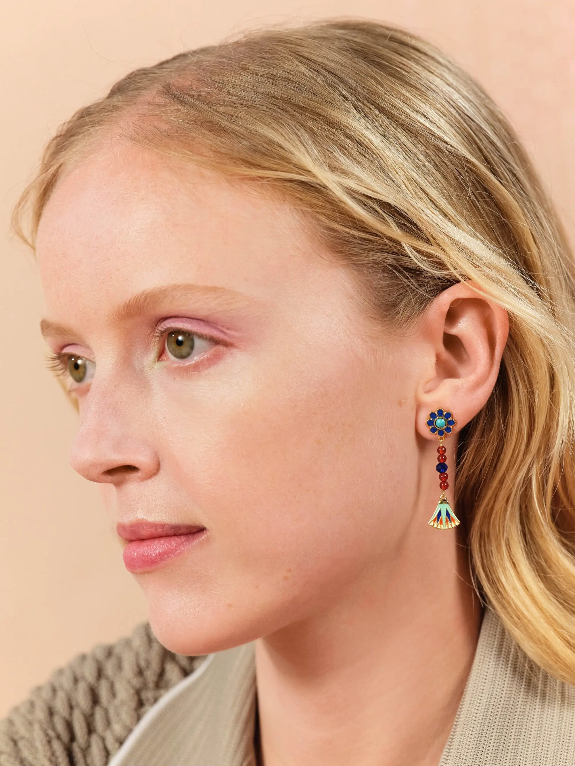 Boucles Élégantes Les Néréides - Éclat du Fleuve SacréPendentifs Oreilles Créations Les Néréides - Envoûtement du Nil