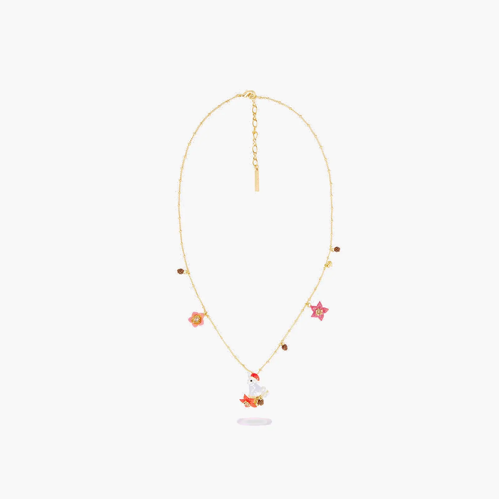 Pendentif Lapin Poétique avec Motifs Hivernaux et Cônes Nacrés - Création Les Néréides