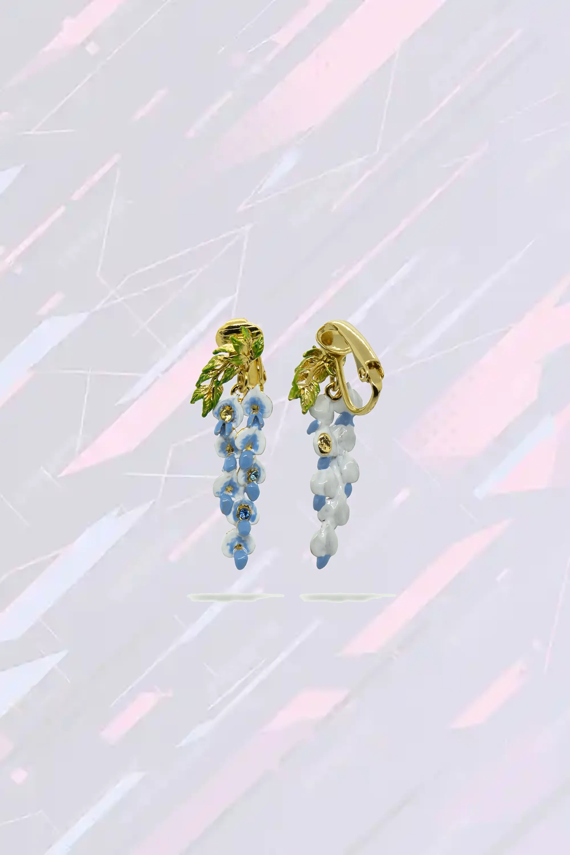 Boucles d'Oreilles Les Néréides : Glycine Enchantée avec Cristaux Étincelants