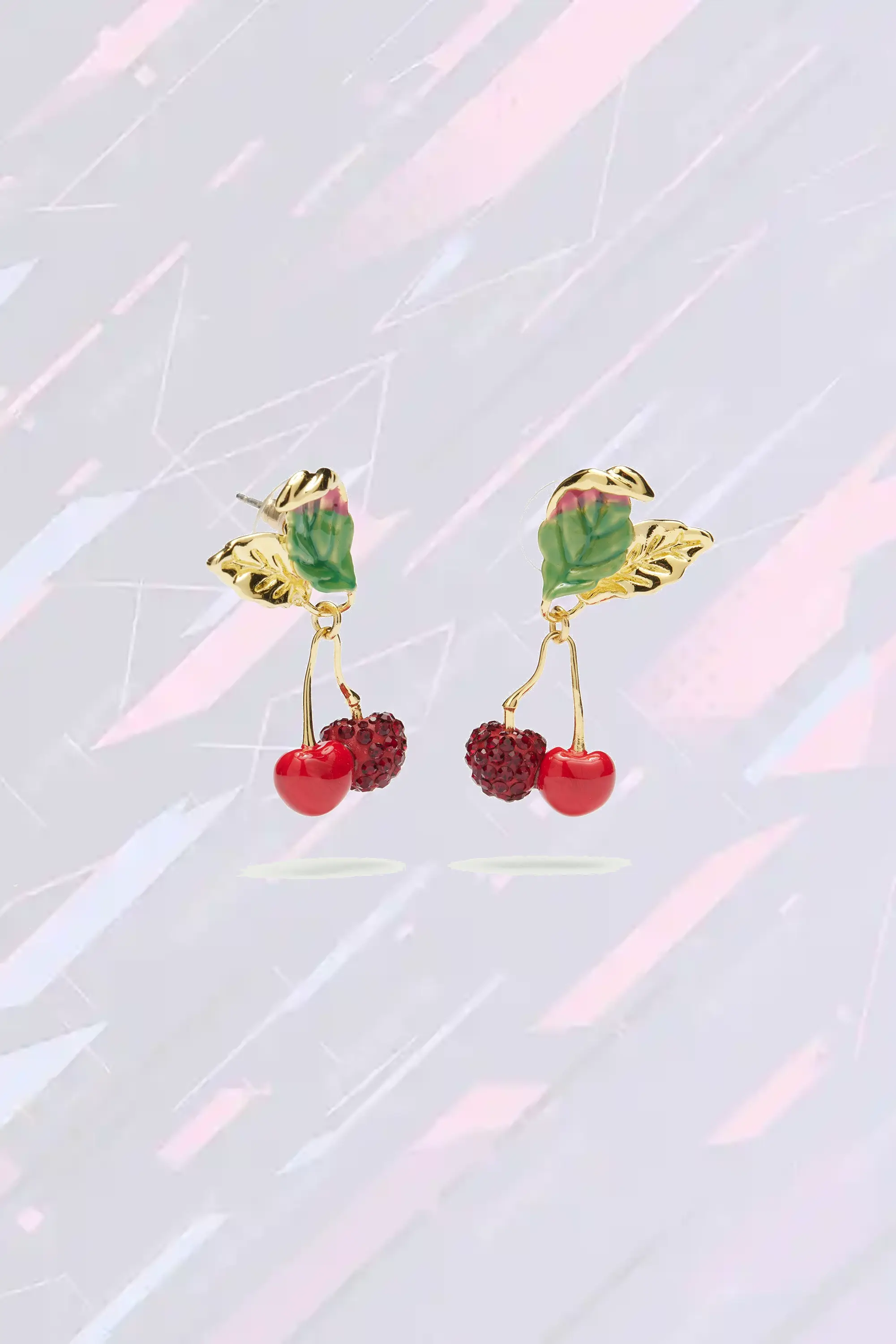 Nymphéa Créations Pendentifs Oreille Cerisier Fantaisie en Cristal Étincelant - Élégance Printanière