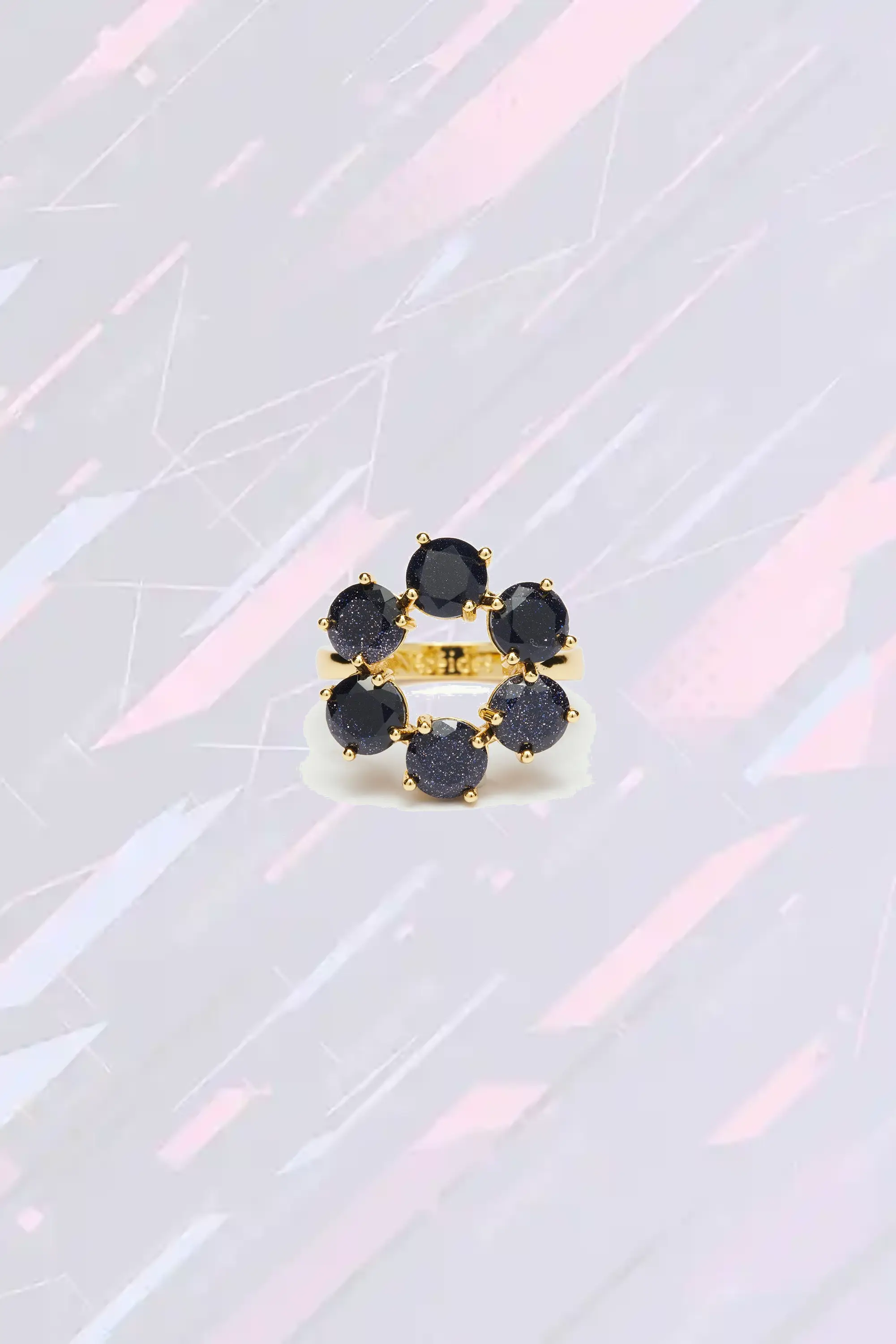 Bague délicate Les Néréides serti de 6 éclats - Cristal scintillant aux nuances de bleu nuit avec reflets pailletés