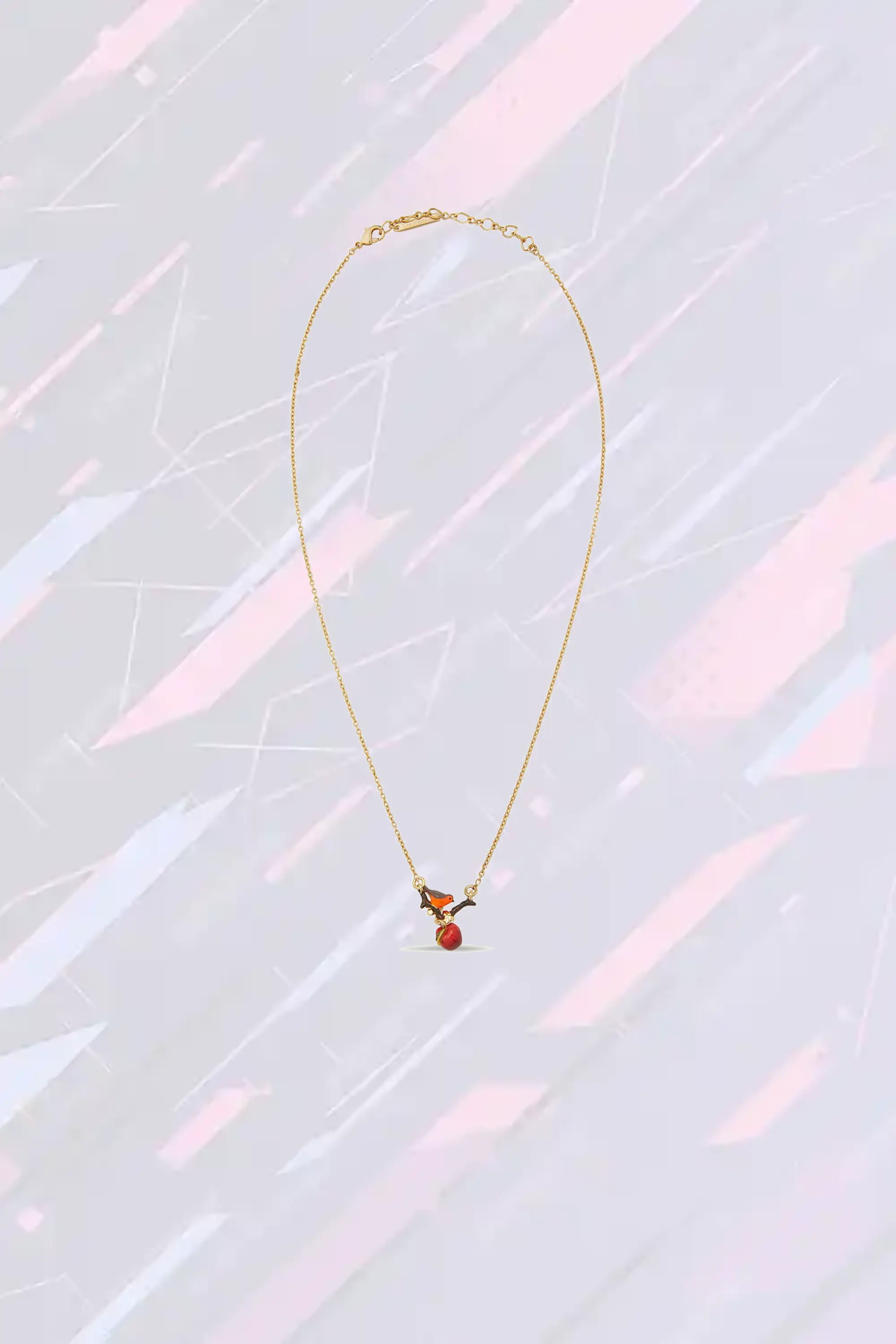 Pendentif Collier Les Néréides - Oiseau Charmant et Fruit Délicat en Émail