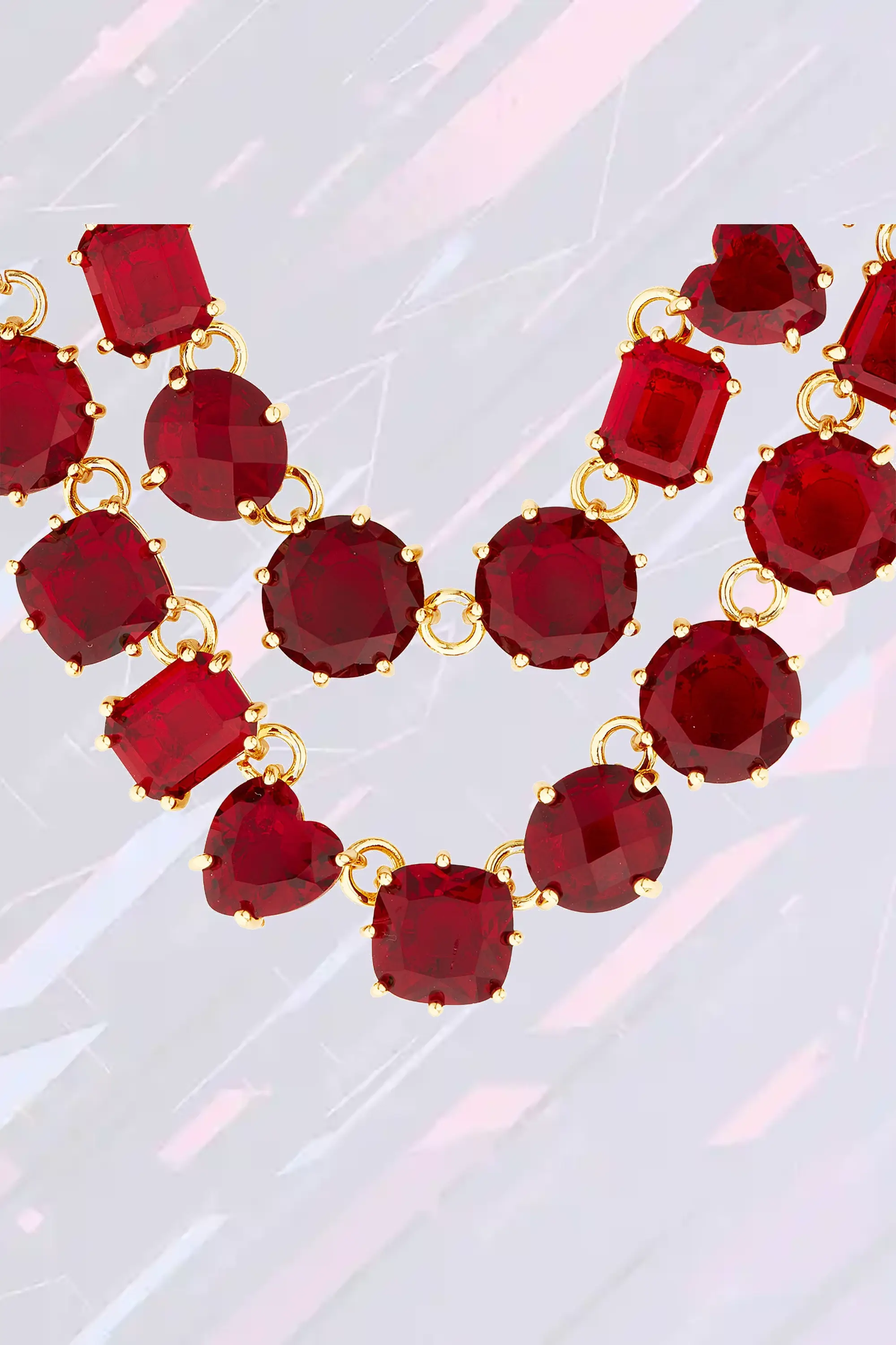 Collier précieux Les Néréides - Double rang de pierres grenat intense de la collection Diamantine