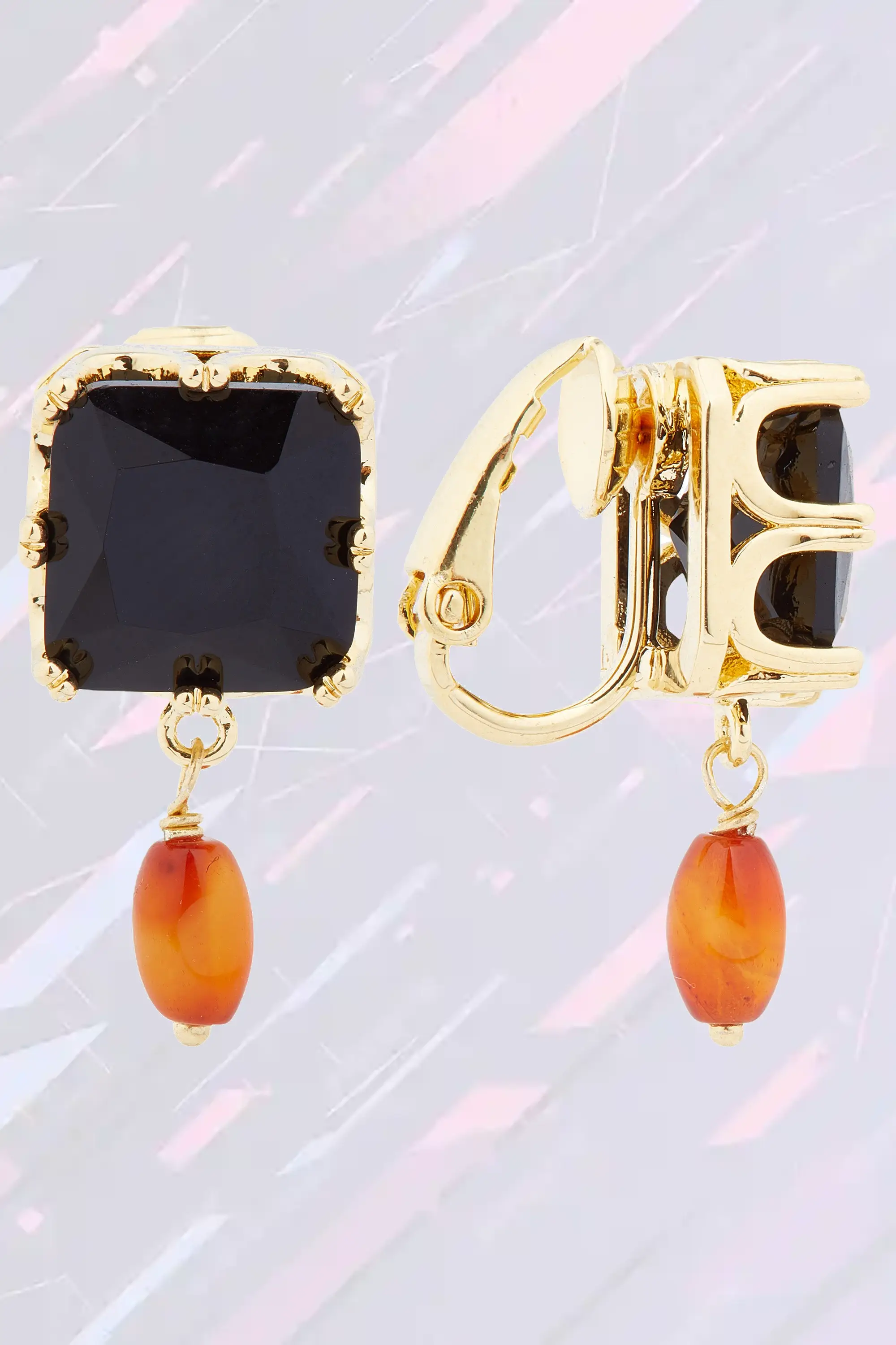 Les Néréides | Boucles Élégantes en Argent avec Pavé Noir et Perle de Culture Nacrée