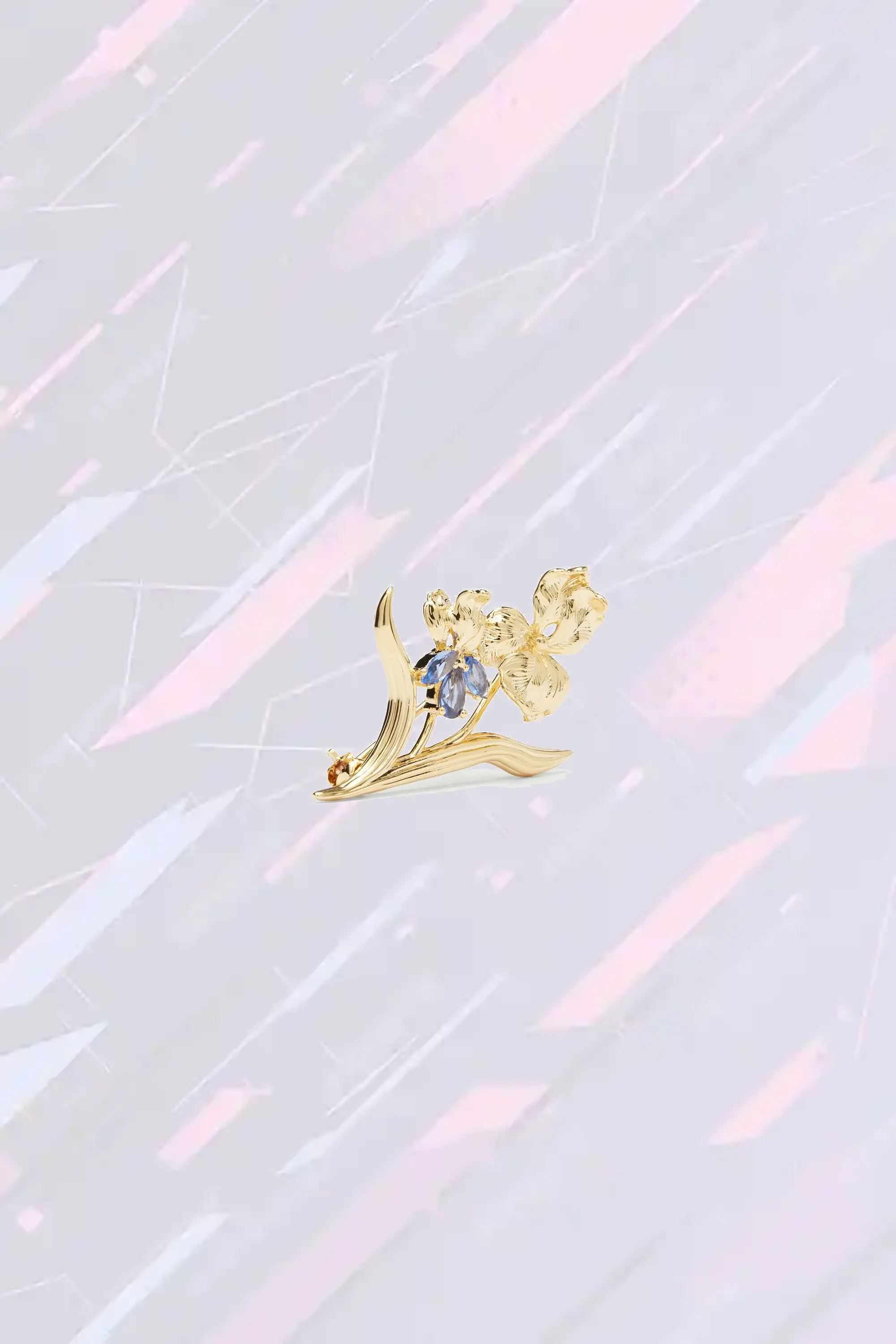 Épingle irisée or et pierre bleu saphir - Création Les Néréides